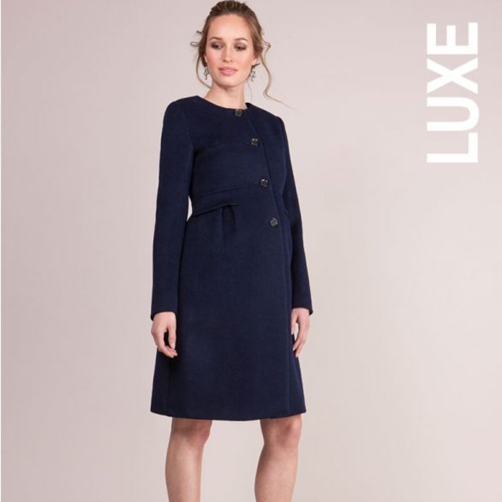 Seraphine Navy Blue Cashmere Blend Maternity Coat Size US6
